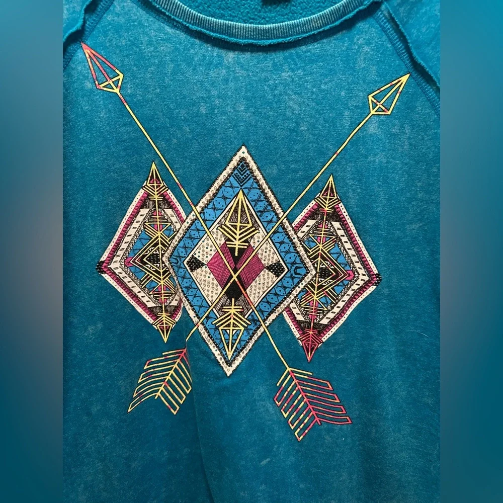 Rock & Roll Cowgirl Teal Sweater